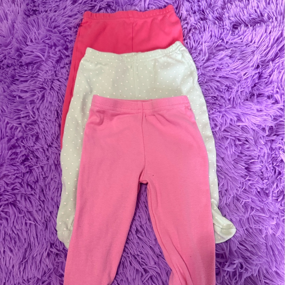 Assorted Carters Baby Leggings/Footsies - 3 pcs - Size 3 - 6 months - Preloved